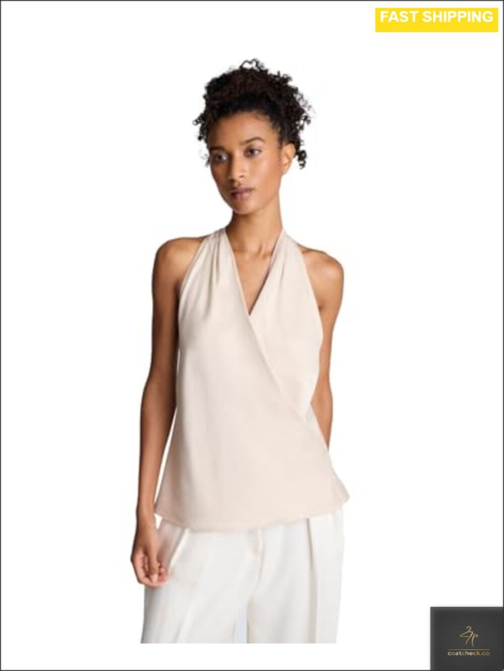 Satin Crossover Halter Top Sleeveless Tank Business Casual